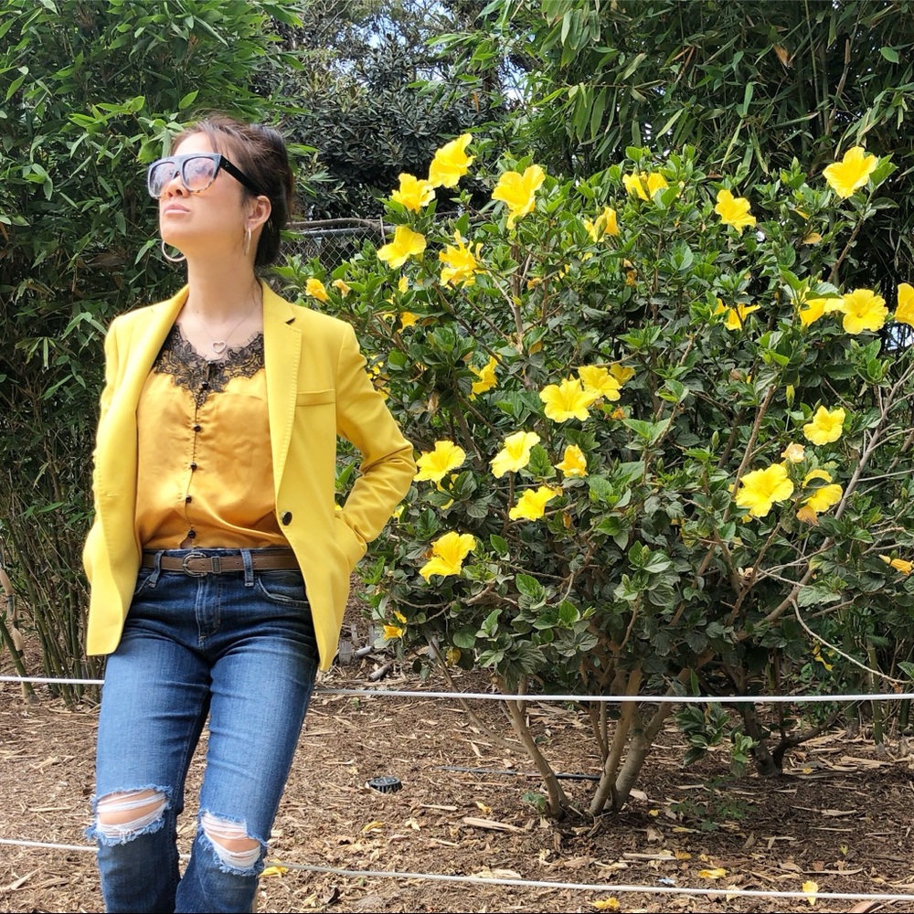 Rustic yellow satin top